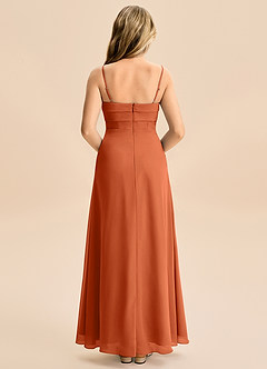 Azazie Jordyn Junior Burnt Orange A-Line Sweetheart Neckline Chiffon Dress image2