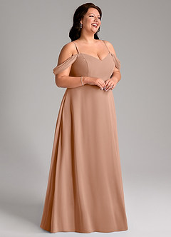 Azazie Marley Bridesmaid Dresses Champagne Rose A-Line Off the Shoulder Chiffon Convertible Dress image15