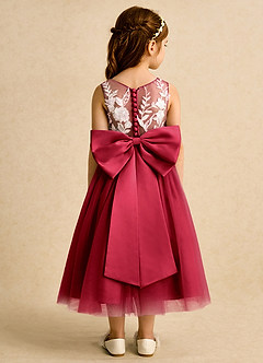 Azazie Sundae Blumenmädchenkleider Ballkleid Spitze Kleid Scharlachrot image2