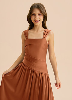 Azazie Dotty Junior Klä av A-Line i Stretch Satin Plisserad image7