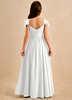 Azazie Meimei Girls Formal Flower Girl Dresses White A-Line Pleated Chiffon Dress image2
