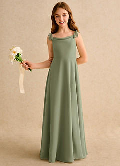 Azazie Puppy Girls Formal Flower Girl Dresses Pistachio A-Line Pleated Chiffon Dress image4
