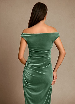 Azazie Nabila Mother of the Bride Dresses Eucalyptus Column Off the Shoulder Velvet Dress image7