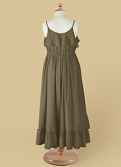 Azazie Karmen Flower Girl Dresses Willow Green A-Line Ruched Chiffon Dress image10