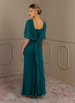 Azazie Dion Mother of the Bride Dresses Peacock Sheath Scoop Stretch Crepe Dress image5