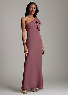 Azazie Yuanna Bridesmaid Dresses Sangria Mermaid One Shoulder Chiffon Dress image4