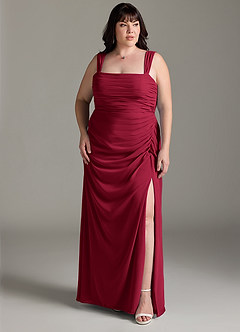 Azazie Jesaphine Bridesmaid Dresses Burgundy Sheath Bow Chiffon Dress image8
