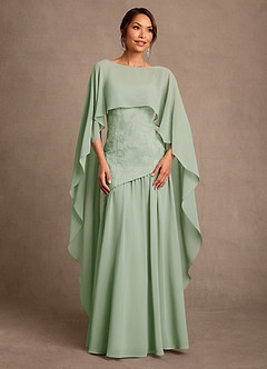 Azazie Flossie Brudens mor kjoler A-Line Plisseret Chiffon Gulv-længde Kjole image1