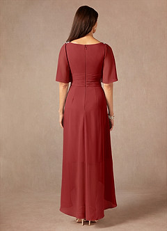 Azazie Pascual Mother of the Bride Dresses Rust A-Line Pleated Chiffon Dress image4