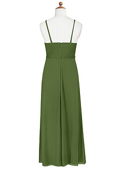 Azazie Luxy Junior Olive Pleated Mesh Dress image7