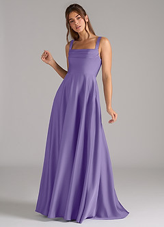 Azazie Shaude Bridesmaid Dresses Tahiti A-Line Pleated Stretch Satin Dress image5