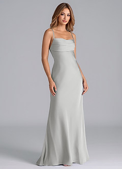 Azazie Seema Brautjungfernkleider Meerjungfrau-Linie Korsett Stretch-Satin Kleid Silber image1