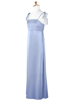 Azazie Violeta Junior Ice A-Line Bow Stretch Satin Dress image7