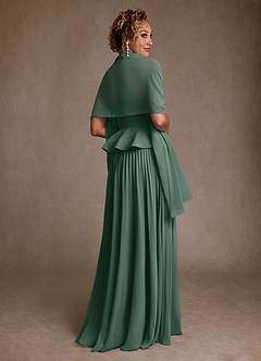 Azazie Josabeth vestidos de madre de la novia Vestido de Musgo Marino de Gasa de Corte en A con Plisado image3