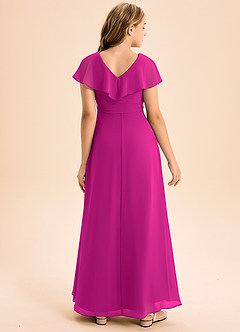 Azazie Lainey Junior Abito A-Line in Chiffon Con Tasche Fucsia image2