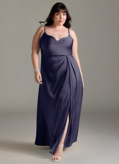 Azazie Brielle Bridesmaid Dresses Stormy A-Line Cowl Spaghetti Straps Stretch Satin Dress image8