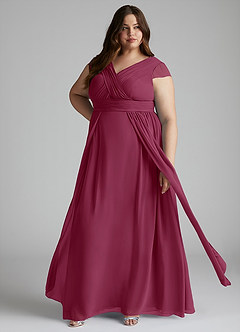 Azazie Organa Bridesmaid Dresses Mulberry A-Line Pleated Chiffon Dress image7