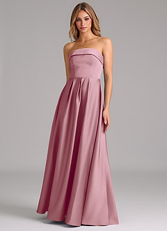 Azazie Lucienne Robes de demoiselle d'honneur Robe Trapèze Convertible en Satin extensible Sans bretelles Mauve Vintage image1