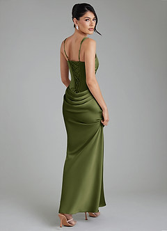 Azazie Etta Bridesmaid Dresses Olive Mermaid Corset Stretch Satin Dress image2
