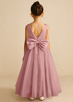 Azazie Pumpkin Flower Girl Dresses Dusty Rose A-Line Convertible Tulle Dress image6