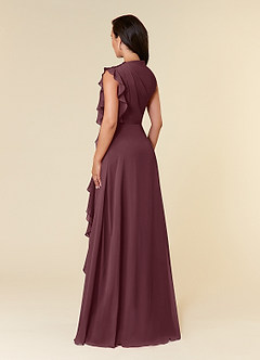Azazie Narine Mother of the Bride Dresses Sangria A-Line High Neckline Pleated Chiffon Dress image5