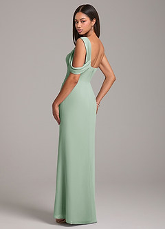 Azazie Wynter Bridesmaid Dresses Agave Sheath Off the Shoulder Chiffon Dress image5