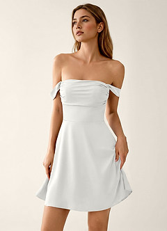 Sidonie White Satin Lace Up Back Mini Dress image4