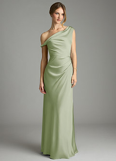 Azazie Emerson Brautjungfernkleider Meerjungfrau-Linie Schulterfrei Stretch-Satin Kleid Staubiger Salbeigrün image4