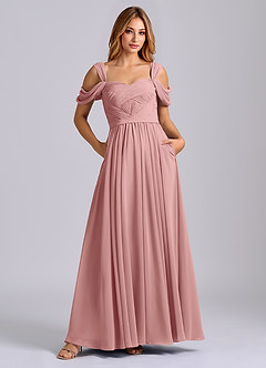 Azazie Koa Final Sale Dusty Rose A-Line Off the Shoulder Chiffon Dress image1