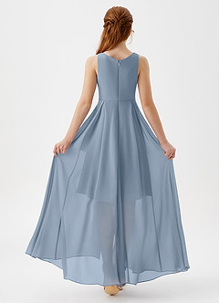 Azazie Lizette Junior Dusty Blue A-Line Pleated Chiffon Dress image5