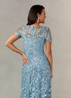 Upstudio Stokton Final Sale Dusty Blue A-Line Boatneck Lace Dress image6