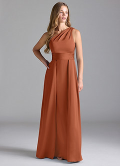 Azazie Dallas Bridesmaid Dresses Cedar Rose A-Line One Shoulder Stretch Satin Dress image3