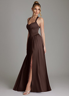 Azazie Francis Bridesmaid Dresses Ganache A-Line Corset Stretch Satin Dress image6
