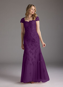 Azazie Marbella Mother of the Bride Dresses Grape Mermaid Queen Anne Sequins Lace Dress image5