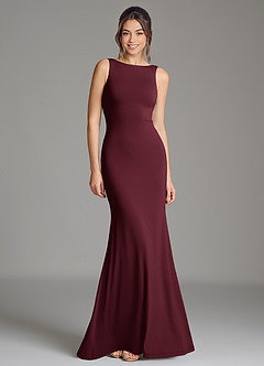 Azazie Gwen Bridesmaid Dresses Cabernet Mermaid Pleated Premium Stretch Jersey Dress image1