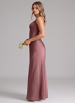 Azazie Suttona Bridesmaid Dresses Vintage Mauve A-Line Pleated Stretch Satin Dress image5