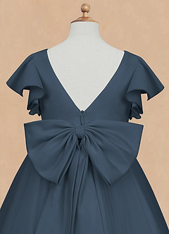 Azazie Kaeya Robe Demoiselle D'honneur Fillette Robe Trapèze en Tulle Arc Neptune image8