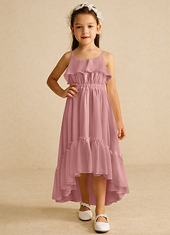 Azazie Karmen Flower Girl Dresses Dusty Rose A-Line Ruched Chiffon Dress image5