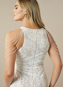 Azazie Rosa Wedding Dresses Diamond White Nude Sheath Lace Dress image6