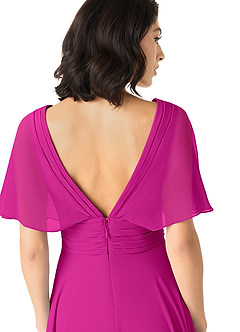 Azazie Pamela Bridesmaid Dresses Fuchsia A-Line V-Neck Pleated Chiffon Dress image8