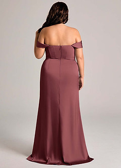 Azazie Johana Bridesmaid Dresses Merlot Mermaid Off the Shoulder Stretch Satin Convertible Dress image11