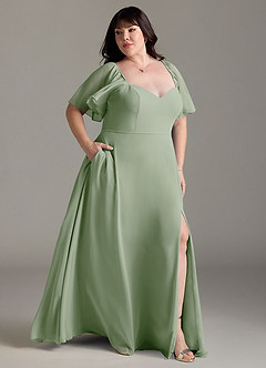 Azazie Chloe Bridesmaid Dresses Dusty Sage A-Line Sweetheart Neckline Chiffon Dress image10