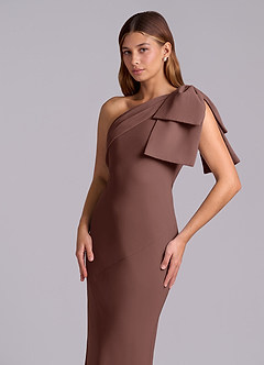 Azazie Yuanna Bridesmaid Dresses Espresso Mermaid One Shoulder Chiffon Dress image7