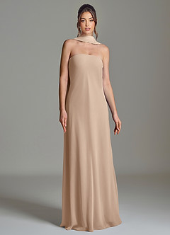 Azazie Ilana Bridesmaid Dresses Taupe A-Line Strapless Chiffon Dress image4