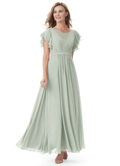 Azazie Daphne Modest Bridesmaid Dresses A-Line Ruffled Chiffon Floor-Length Dress image19