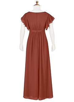 Azazie Daphne Junior Auburn A-Line Pleated Chiffon Dress image2