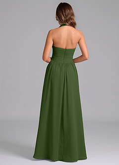 Azazie Darlyn Bridesmaid Dresses Olive A-Line Pleated Chiffon Dress image2