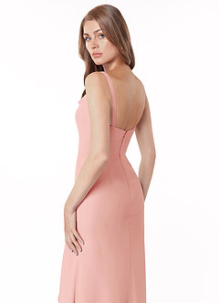 Azazie Salma Final Sale Rosette Sheath Side Slit Chiffon Dress image4