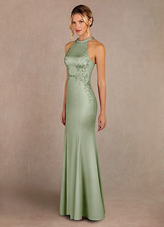 Azazie Tyra Mère de la mariée Robes Robe Sirène en Satin extensible Dentelle Vert Sauge image2