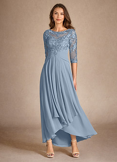 Azazie Marietta Mother of the Bride Dresses Dusty Blue A-Line Lace Dress image1
